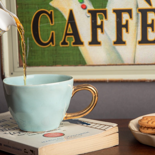 Tea Cup Ceramic Powder Blue