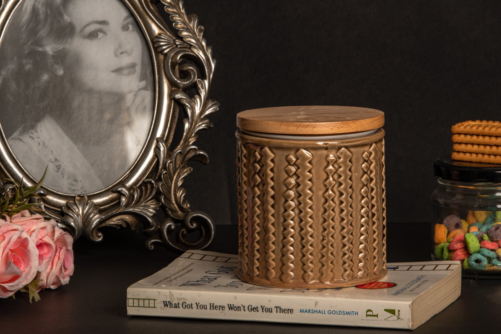 Leaf Brown Storage Jar