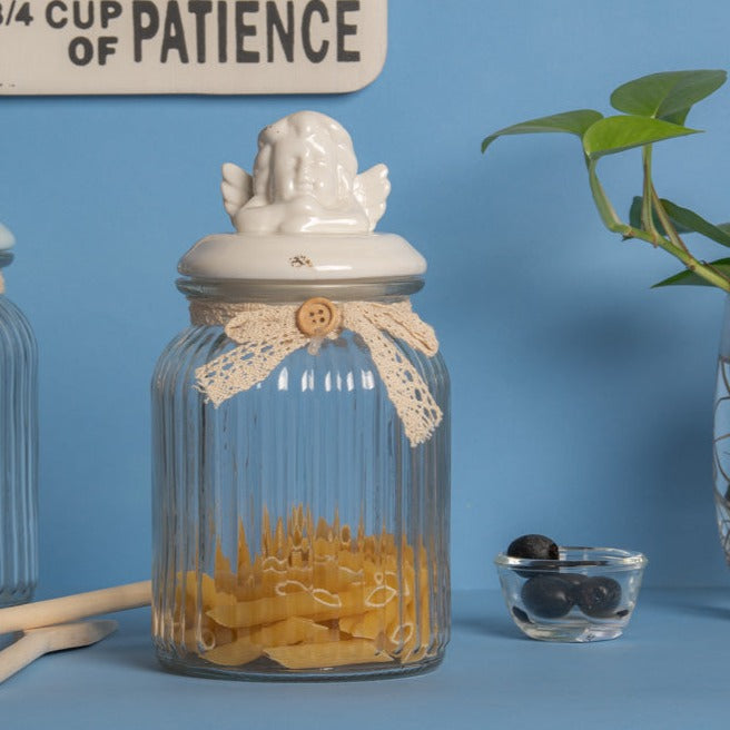 White Angel Glass Jar - Large