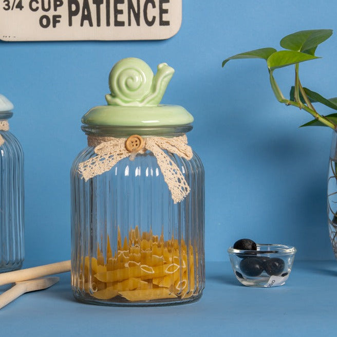 Green Snail Glass Jar - Large